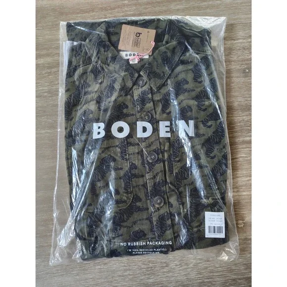 Boden Amanda Cord Short Dress Woodland Green, Leaping Tiger US 10R New With Tags - Picture 4 of 5